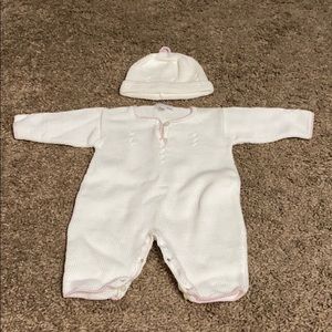 Knitted onesie with knitted hat